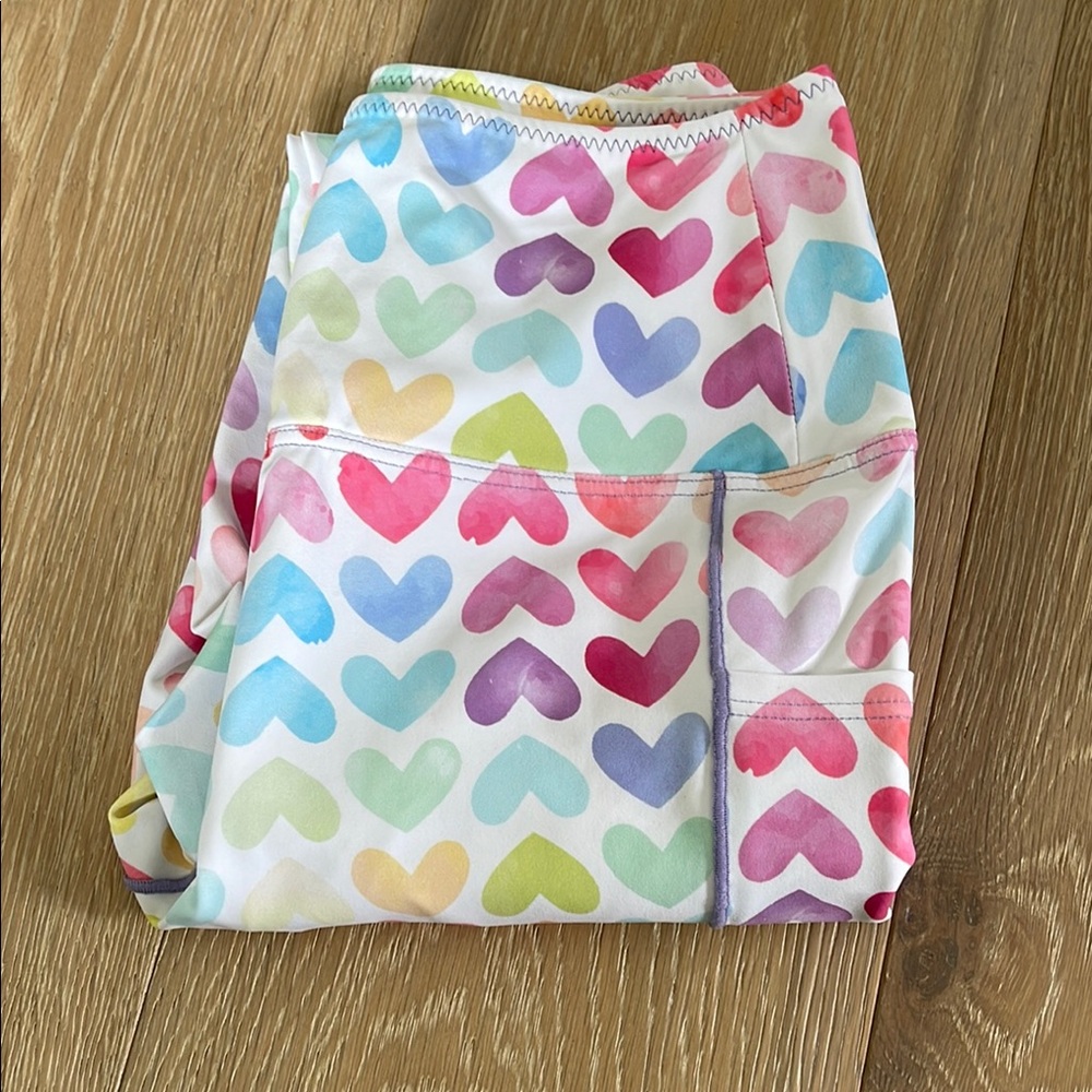 EUC Chameleon by April Giangeruso Colorful Heart Pattern Leggings size Small